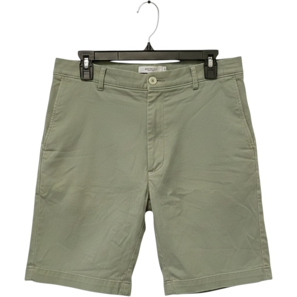 Roundtree & Yorke Mens Sage Green Flat Front Chino Shorts Size 38 Cotton Stretch
